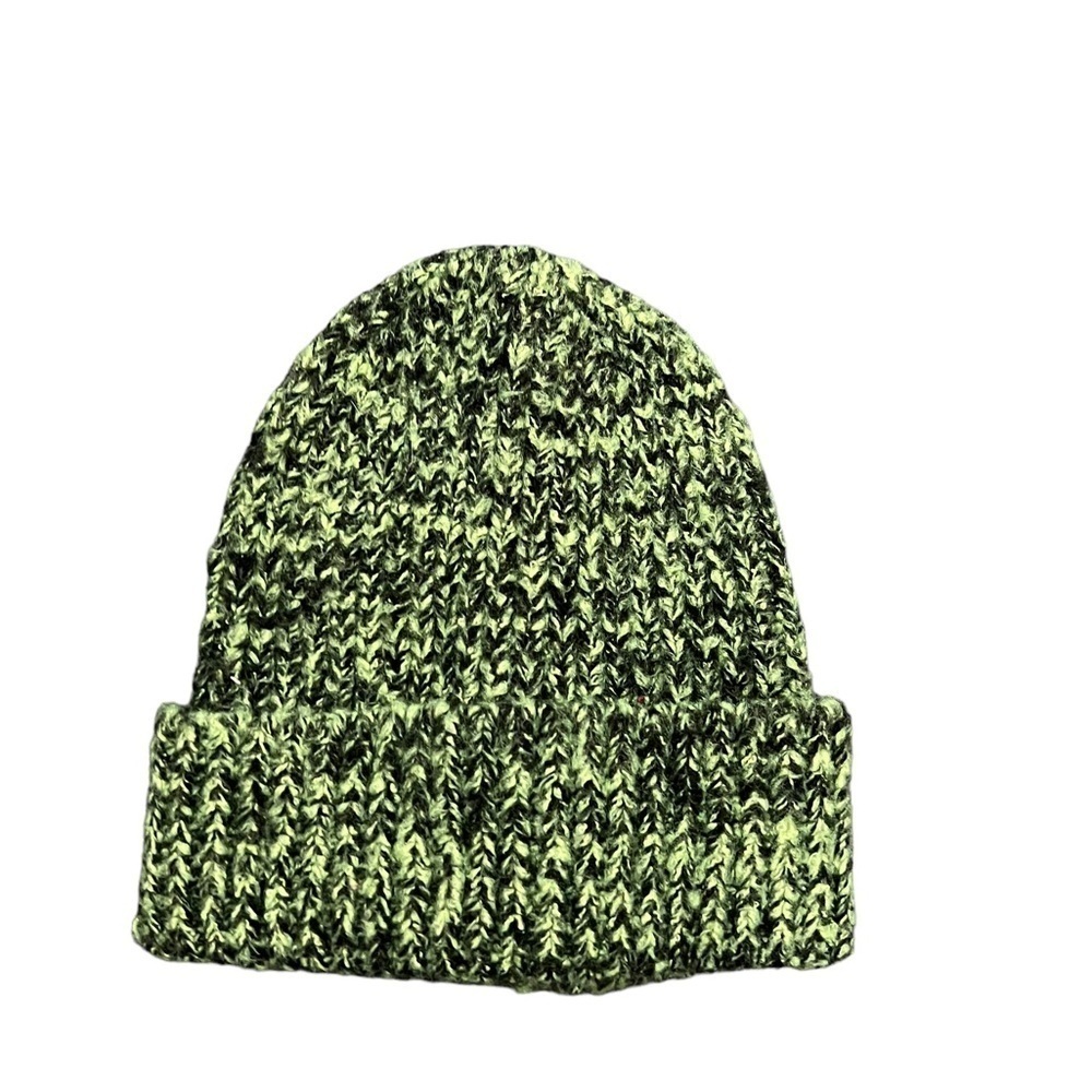 ASOS DESIGN Mixed Knit Ribbed Beanie Black and Green Hat One Size